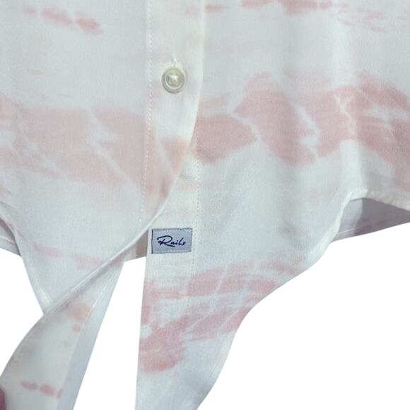 Rails Val Tie-dye Pink and White 100% Silk Button-down Shirt size xs - Picture 6 of 10
